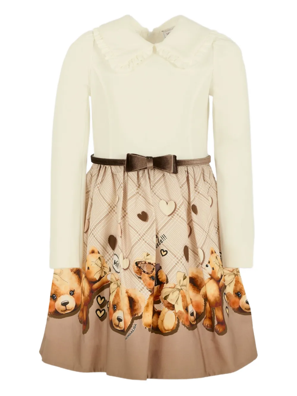 Monnalisa teddy-print dress | White | Image 1