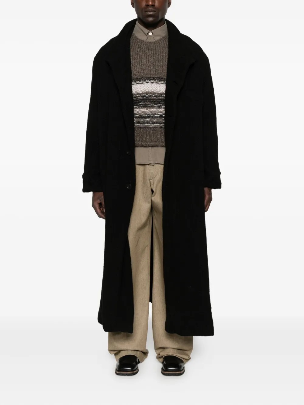 Ricorrrobe Button-front Long-sleeve Coat In Black