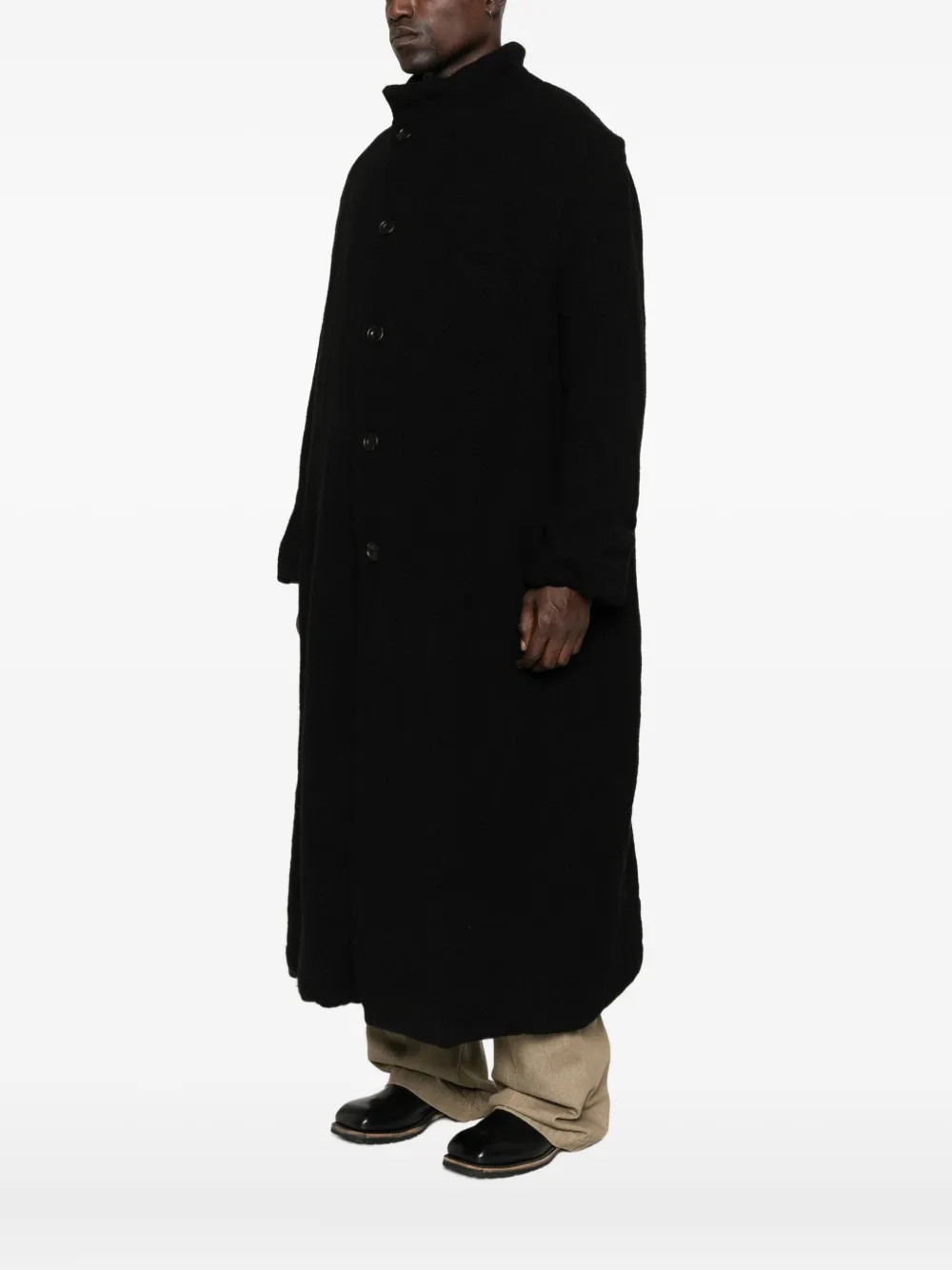 Ricorrrobe Button-front Long-sleeve Coat In Black