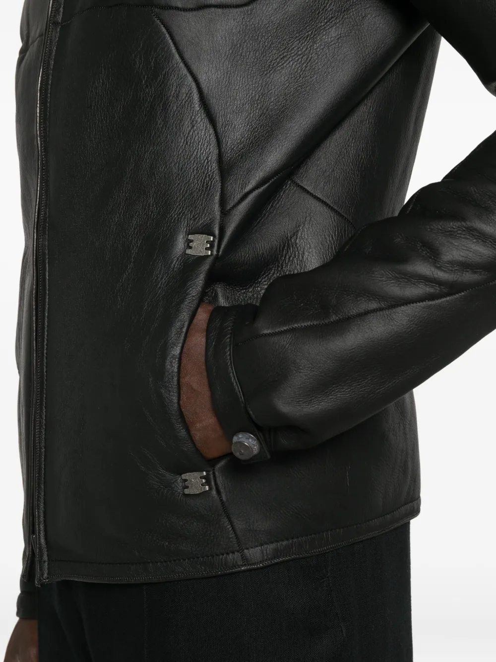 Isaac Sellam Experience Panelled Zip-front Leather Jacket In Black