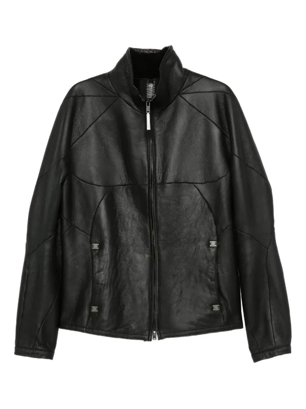 isaac sellam レザージャケット　s black Isaac Sellam Experience Crinkled zip-up Leather Jacket | Black