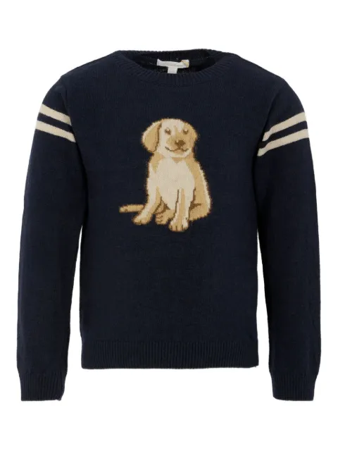 Patachou dog-motif striped sweater