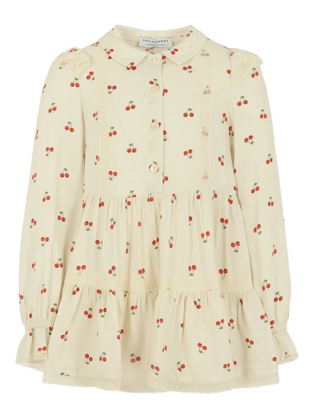 Philosophy Di Lorenzo Serafini Kids cherry-print lace-trimmed dress | Neutrals | Image 1
