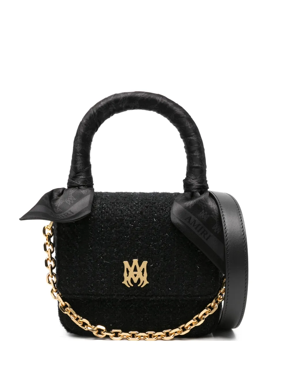 Amiri Logo-plaque Chain-link Clutch Bag In Black