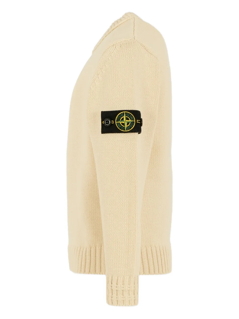 Stone Island Junior Sweater met logopatch en ronde hals Beige