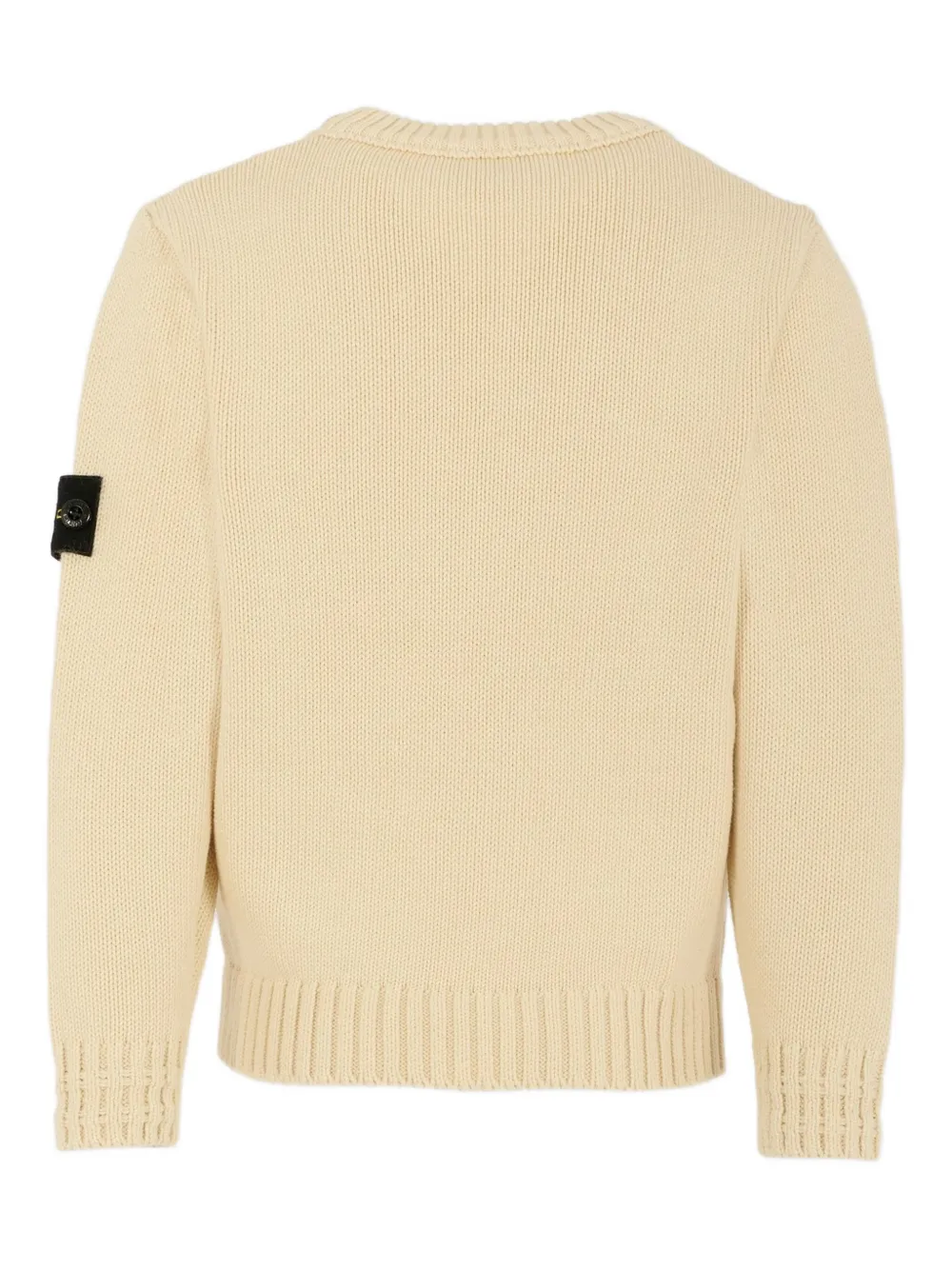 Stone Island Junior Sweater met logopatch en ronde hals Beige