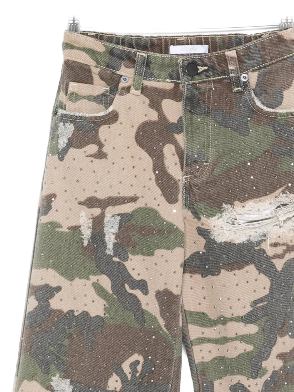 Miss Grant Camouflage Embellished Casual Trousers In Green