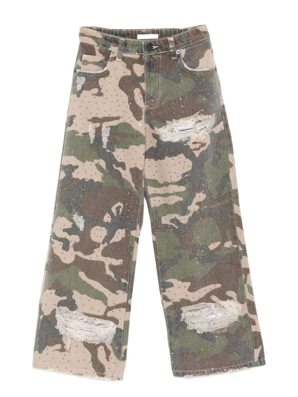 Miss Grant Kids camouflage embellished casual trousers - ブラウン Miss Grant Kids camouflage embellished casual trousers - ブラウン