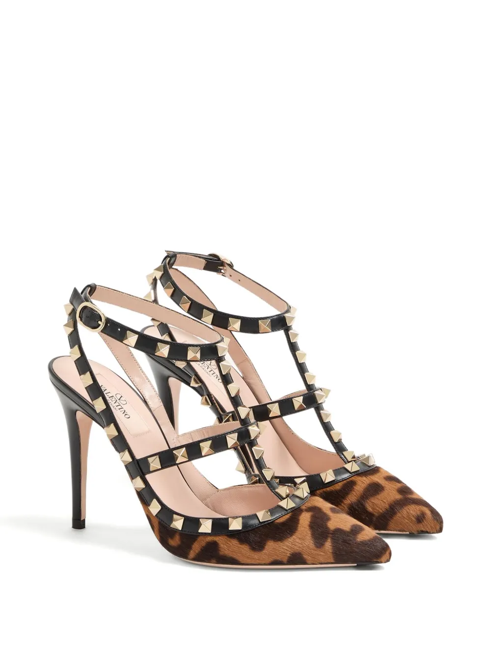Valentino Garavani 100 mm Rockstud pumps met luipaardprint Zwart
