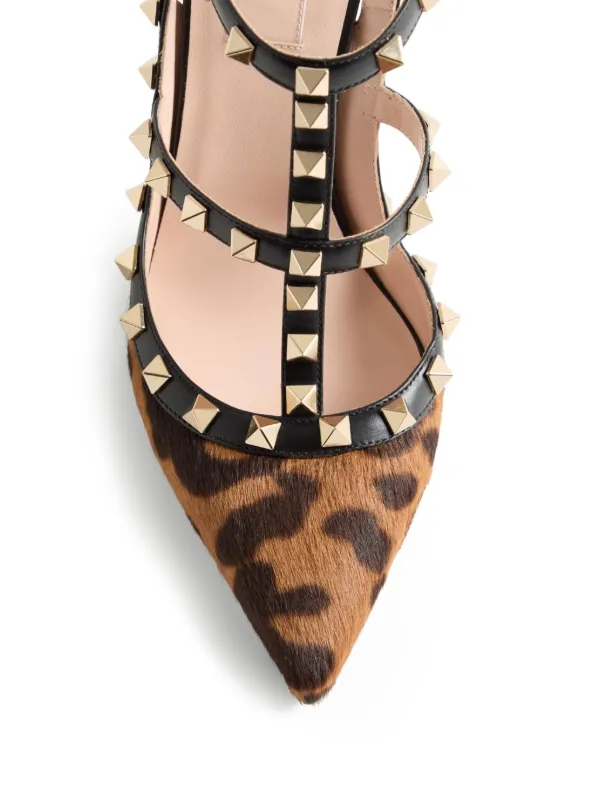 Valentino Garavani ロックスタッズ レオパード パンプス | ブラック
