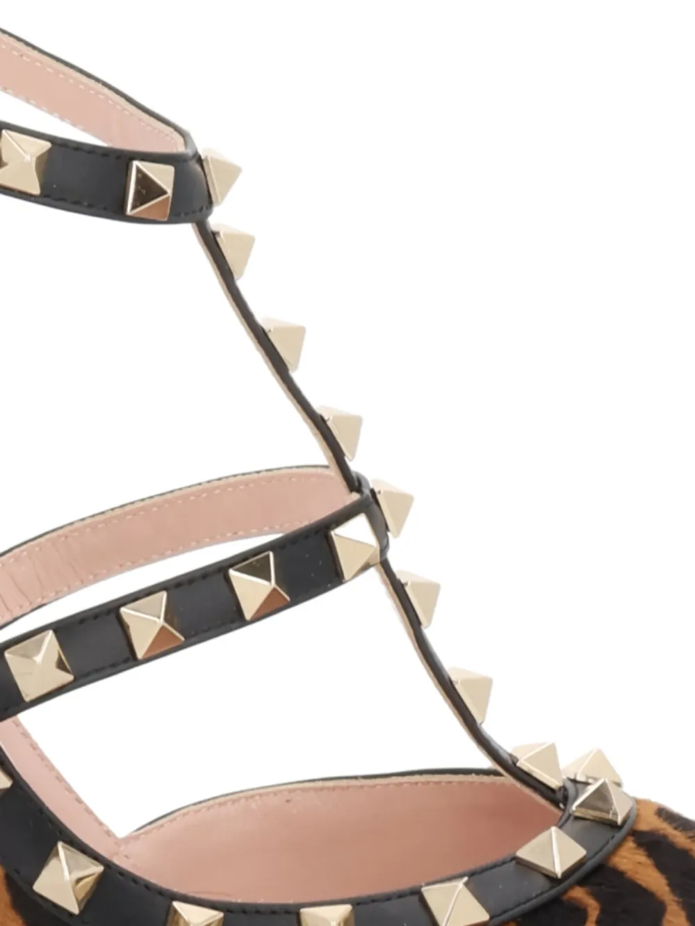 Valentino Garavani Rockstud Pumps with Straps in Pony-effect Calfskin 100mm in Black, view 2