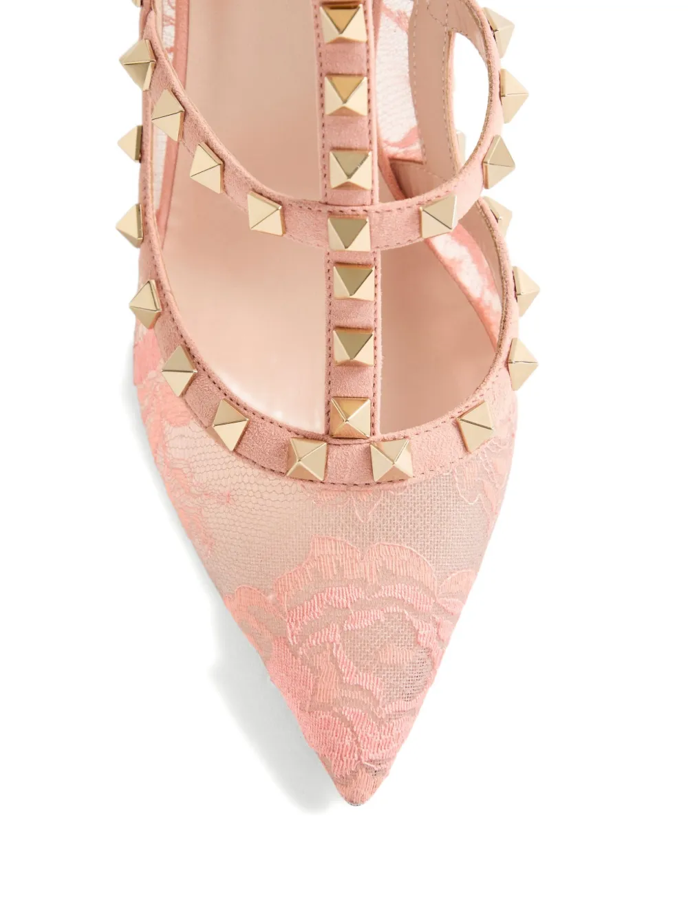 Valentino Garavani 100mm Rockstud lace stud pumps Pink