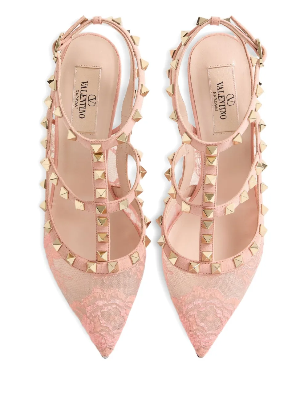 Valentino Garavani 100mm Rockstud lace stud pumps Pink