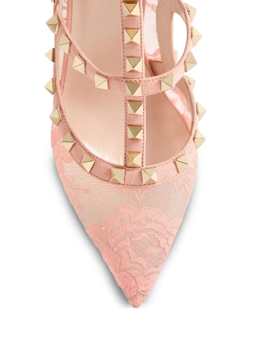 Valentino Garavani 100mm Rockstud pumps met kant Roze