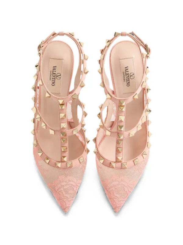ヴァレンティノ ロックスタッズ パテント レザー パンプス ピンクベージュ　37 Valentino Garavani ロックスタッズ 100mm パンプス | ピンク