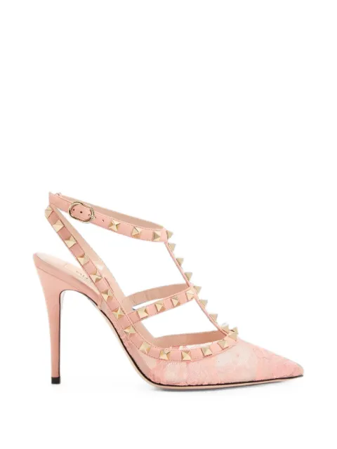 Valentino Garavani Rockstud lace pump with straps 100mm