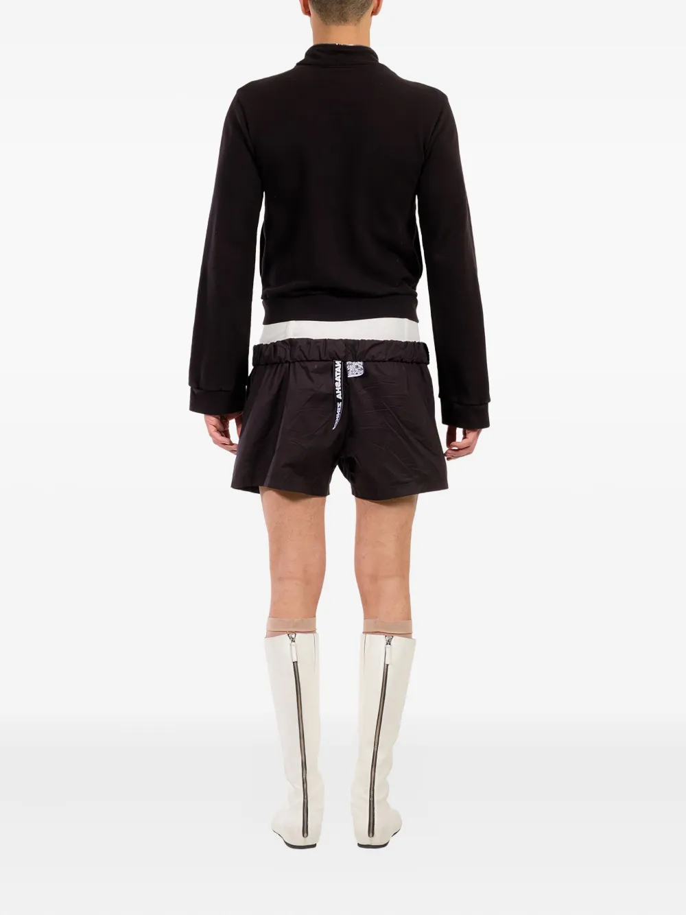 Natasha Zinko Shorts met elastische tailleband en logolabel Zwart