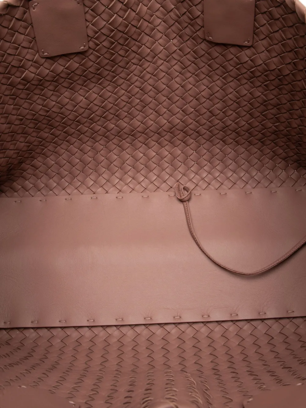 Pre-owned Bottega Veneta 2012-2025 Medium Lambskin Intreccio Cabat Tote Bag In Pink