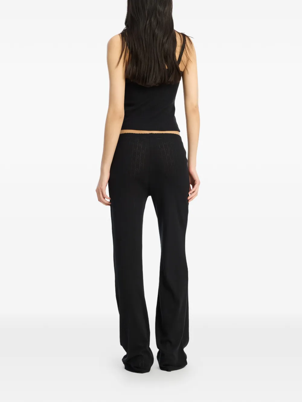 Rotate Birger Christensen Pointelle Elastic-waist Trousers In Black