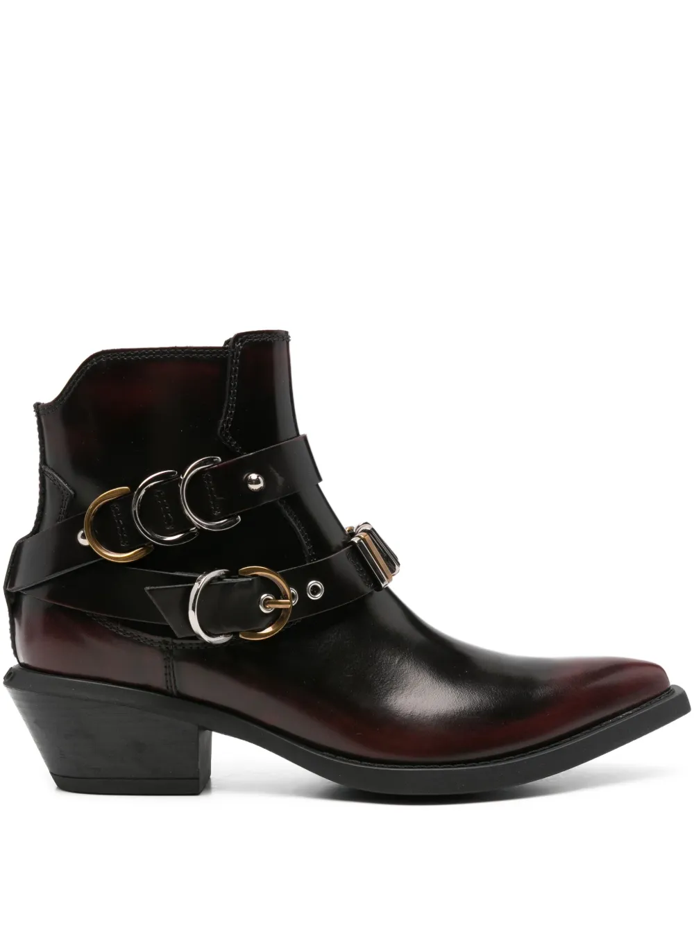 PINKO buckle-strap pointed-toe boots Rood