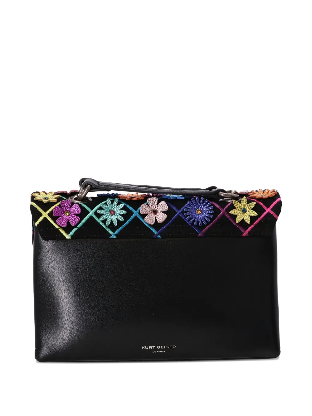 Kurt Geiger London Clutch met geborduurde bloemen - Zwart