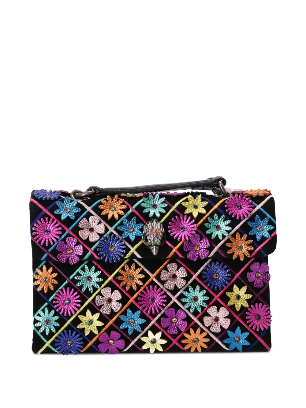 Kurt Geiger London Clutch met geborduurde bloemen Zwart