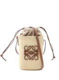 Loewe Pre-Owned 2023 Anagram Raffia Square Pocket bucket bag - Brown