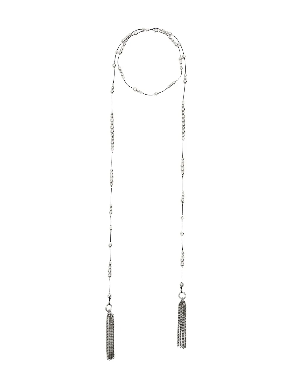 Isabel Marant Bob Beaded Tassel Scarf In Silver