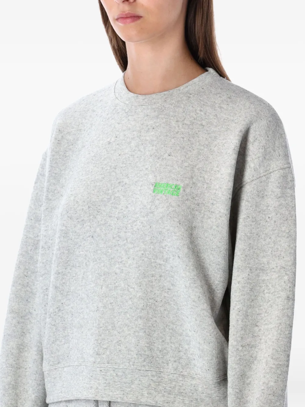 American Vintage Evona sweater met ronde hals en borduurwerk Grijs