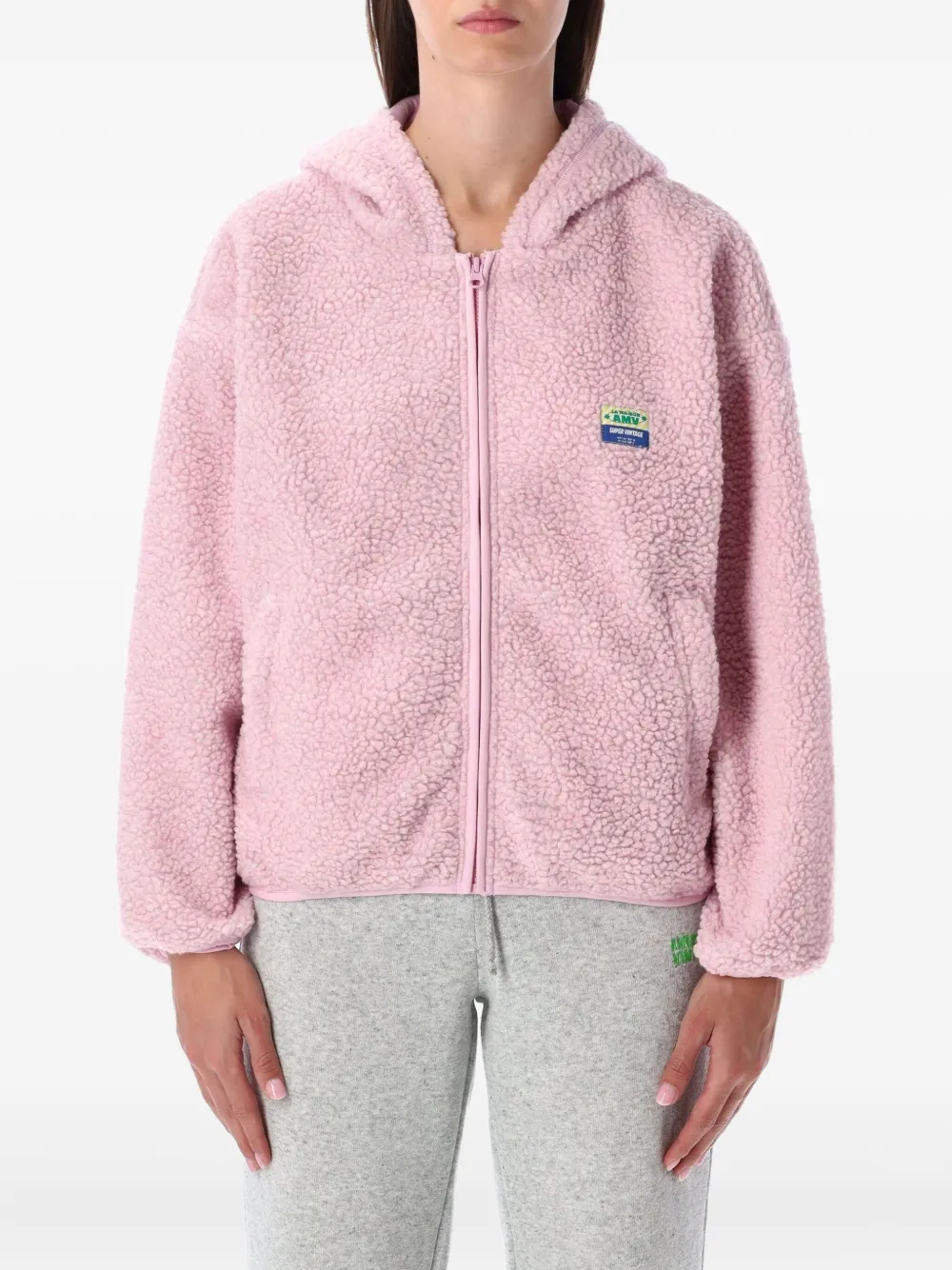 American Vintage Hoktown teddy hooded jacket | Pink | Image 1