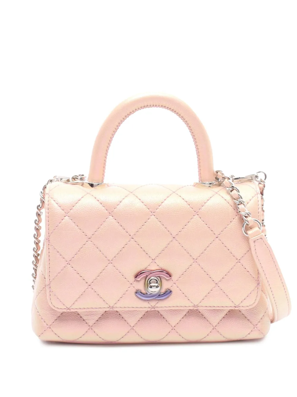 CHANEL Pre-Owned 2021-2025 エクストラミニ キャビア ココ トップハンドル サッチェルバッグ - ピンク CHANEL Pre-Owned 2021-2025 エクストラミニ キャビア ココ トップハンドル サッチェルバッグ - ピンク