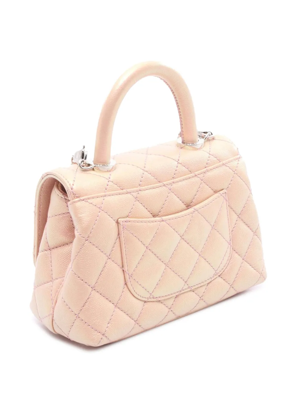 Pre-owned Chanel 2021-2025 Extra Mini Caviar Coco Top Handle Bag Satchel In Pink