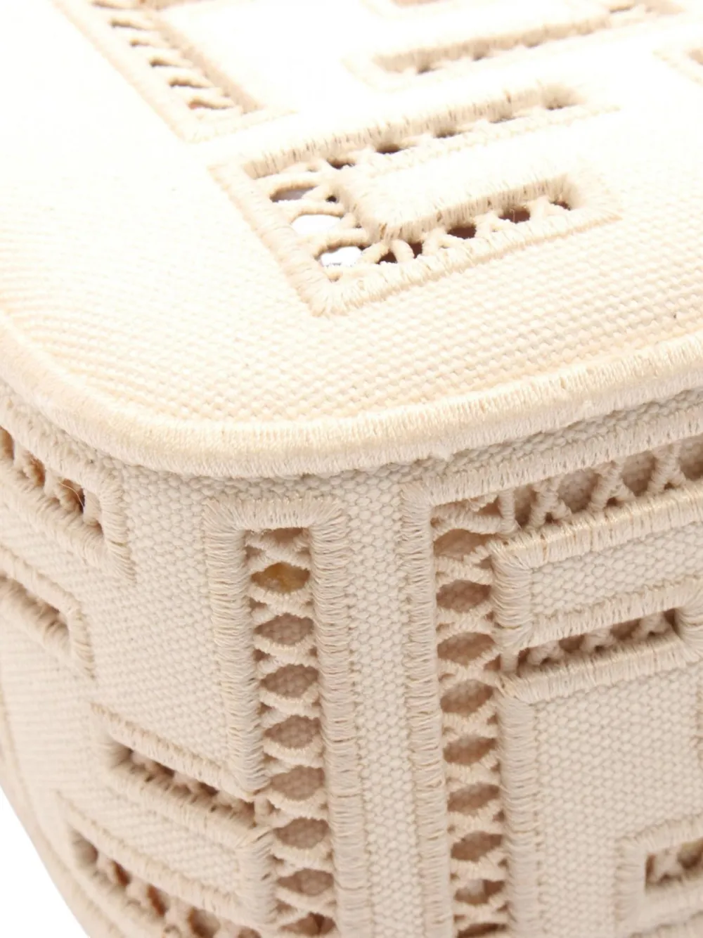 Pre-owned Fendi 20th Century Zucca Embroidered Canvas Openwork Baguette Satchel In Brown