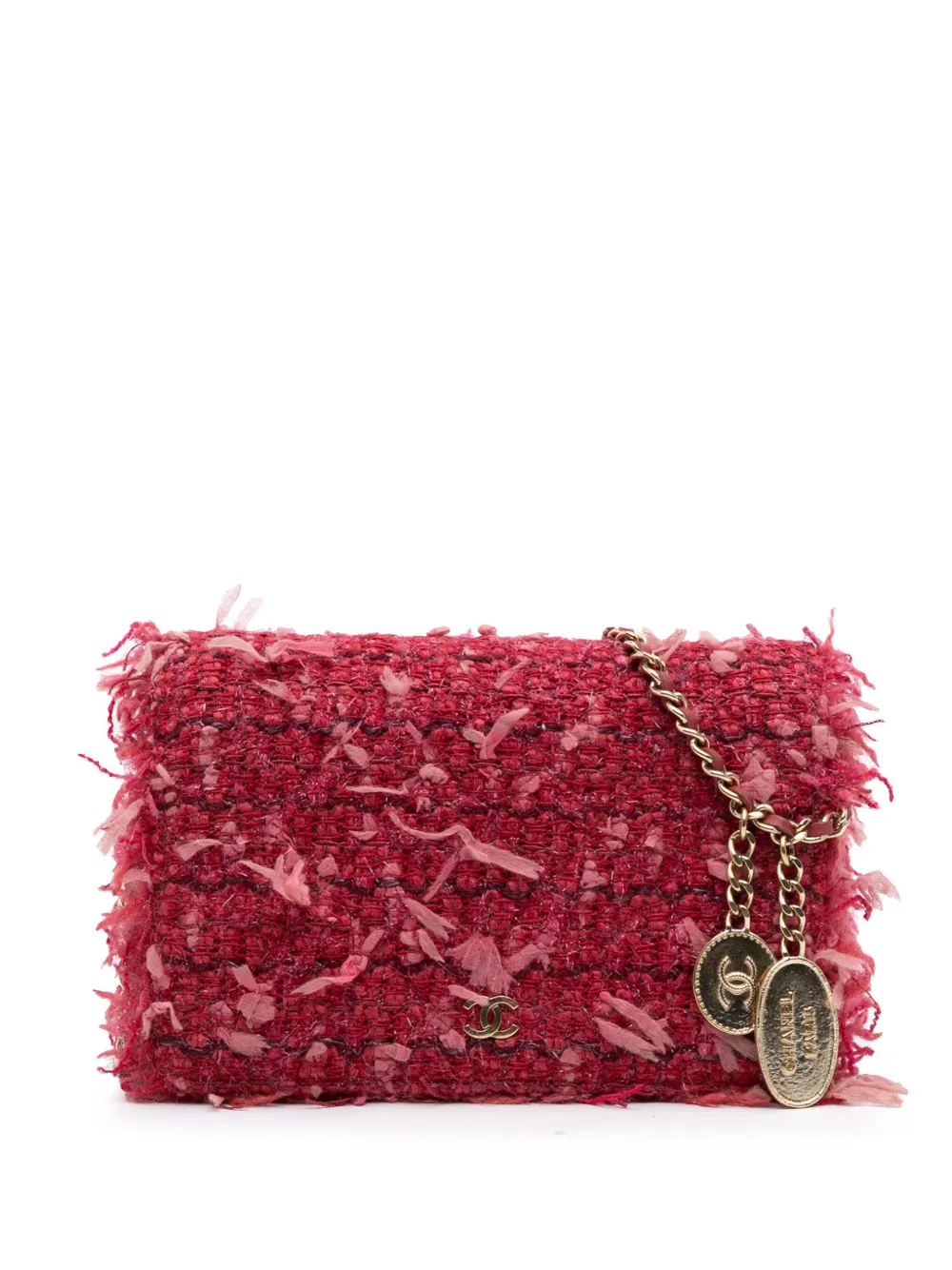 CHANEL Pre-Owned 2016-2017 CC Tweed Wallet On Chain crossbody bag | Pink | Image 1