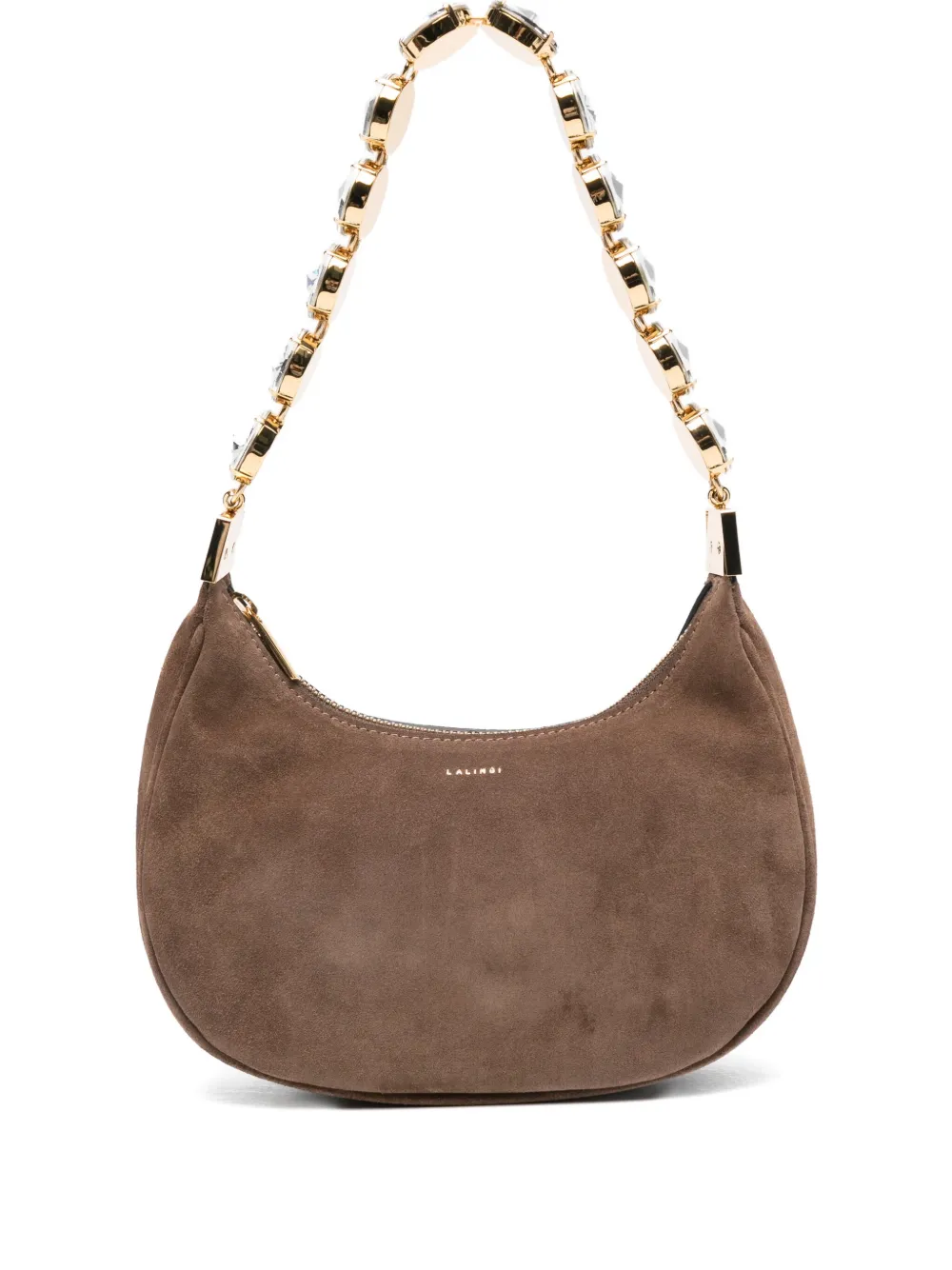 L'alingi Crystal-embellished Suede Shoulder Bag In Brown