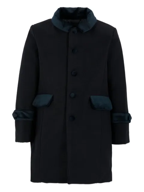 Patachou velvet-trimmed buttoned coat