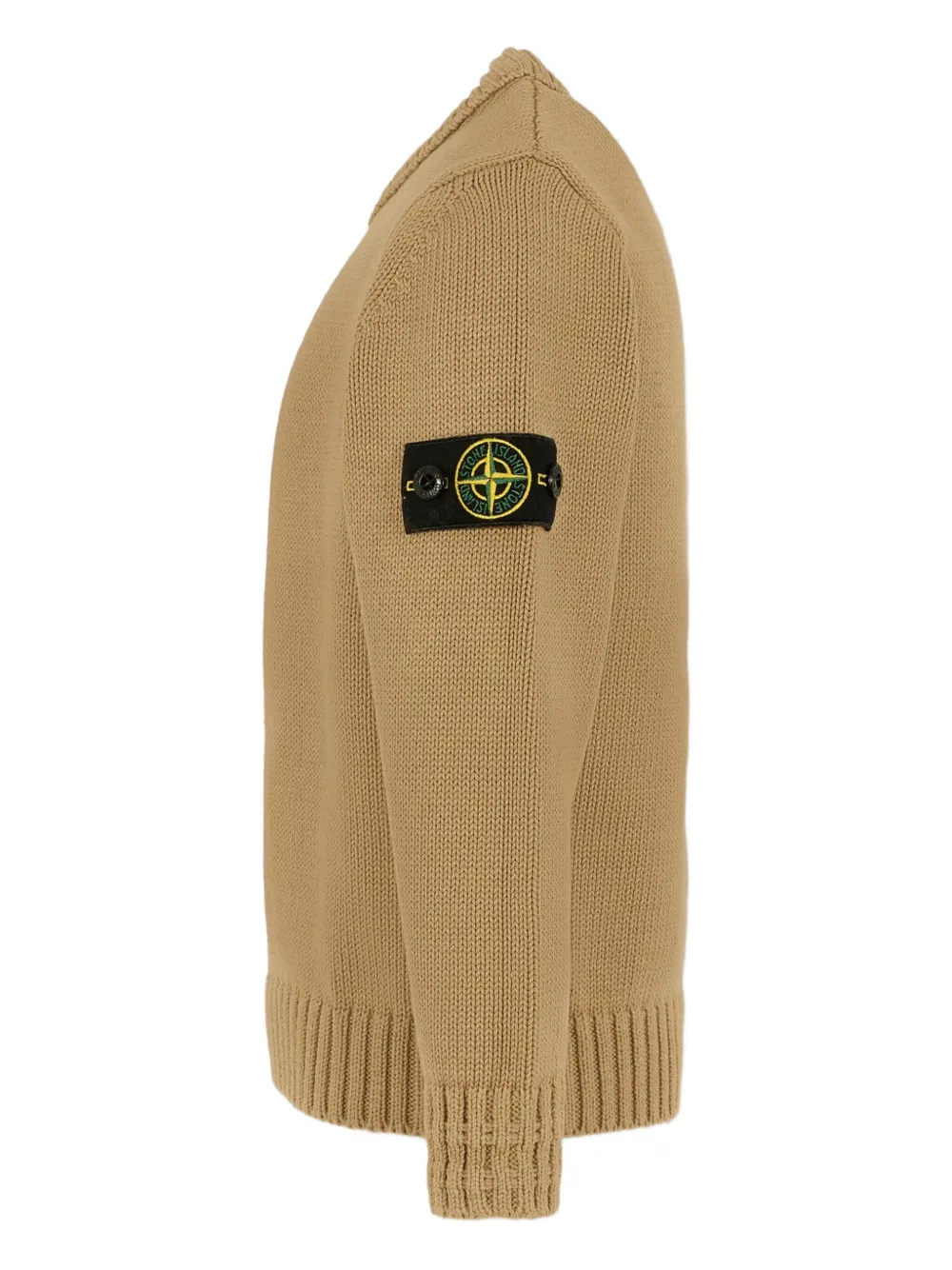 Stone Island Logo-patch Crew-neck Sweater In Brown