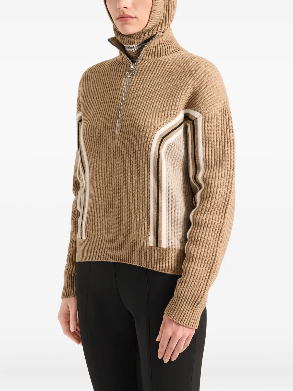 Fusalp Ribbed-knit Half-zip Sweater In Brown