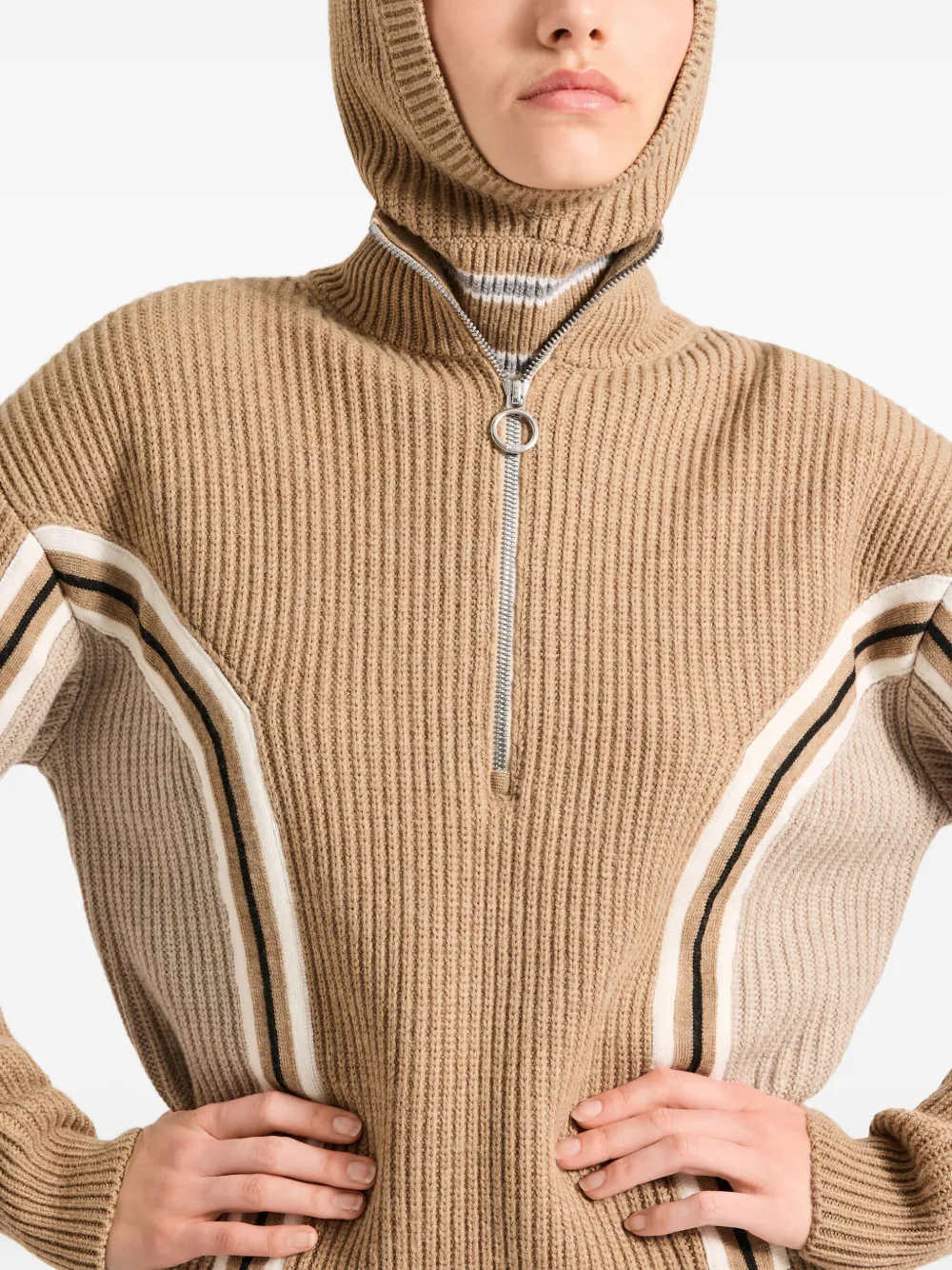 Fusalp Ribbed-knit Half-zip Sweater In Brown