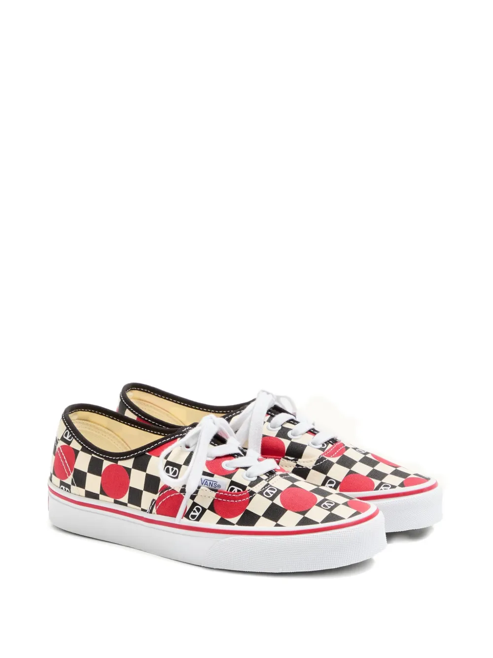 Valentino Garavani  Garavani And Vans Low-top Trainer In Fabric With Vlogo Checkerboard Pri In Neutral