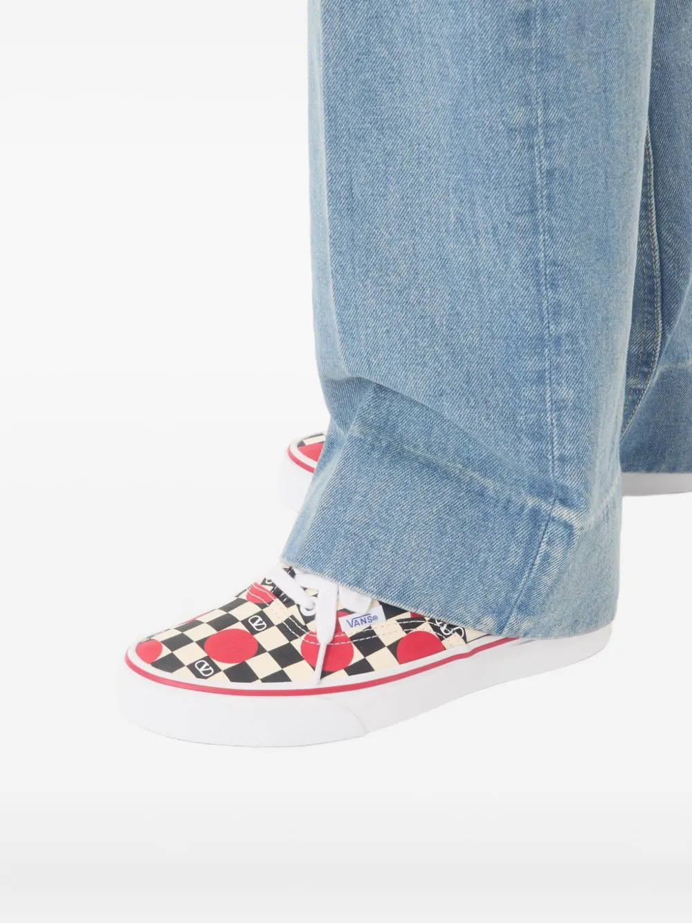 Valentino Garavani  Garavani And Vans Low-top Trainer In Fabric With Vlogo Checkerboard Pri In Neutral