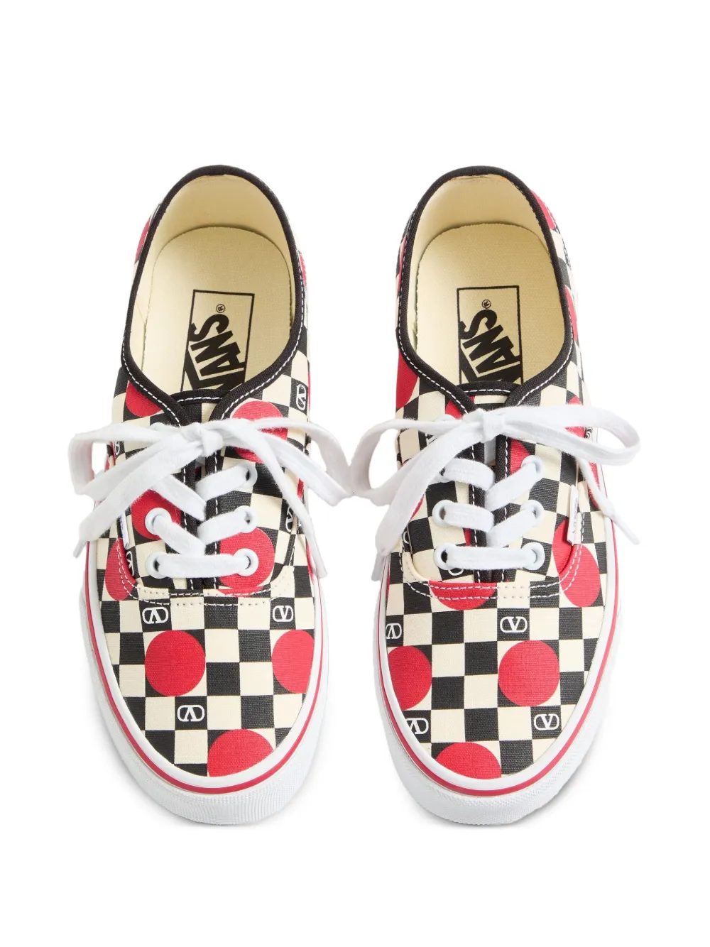 Valentino Garavani  Garavani And Vans Low-top Trainer In Fabric With Vlogo Checkerboard Pri In Neutral
