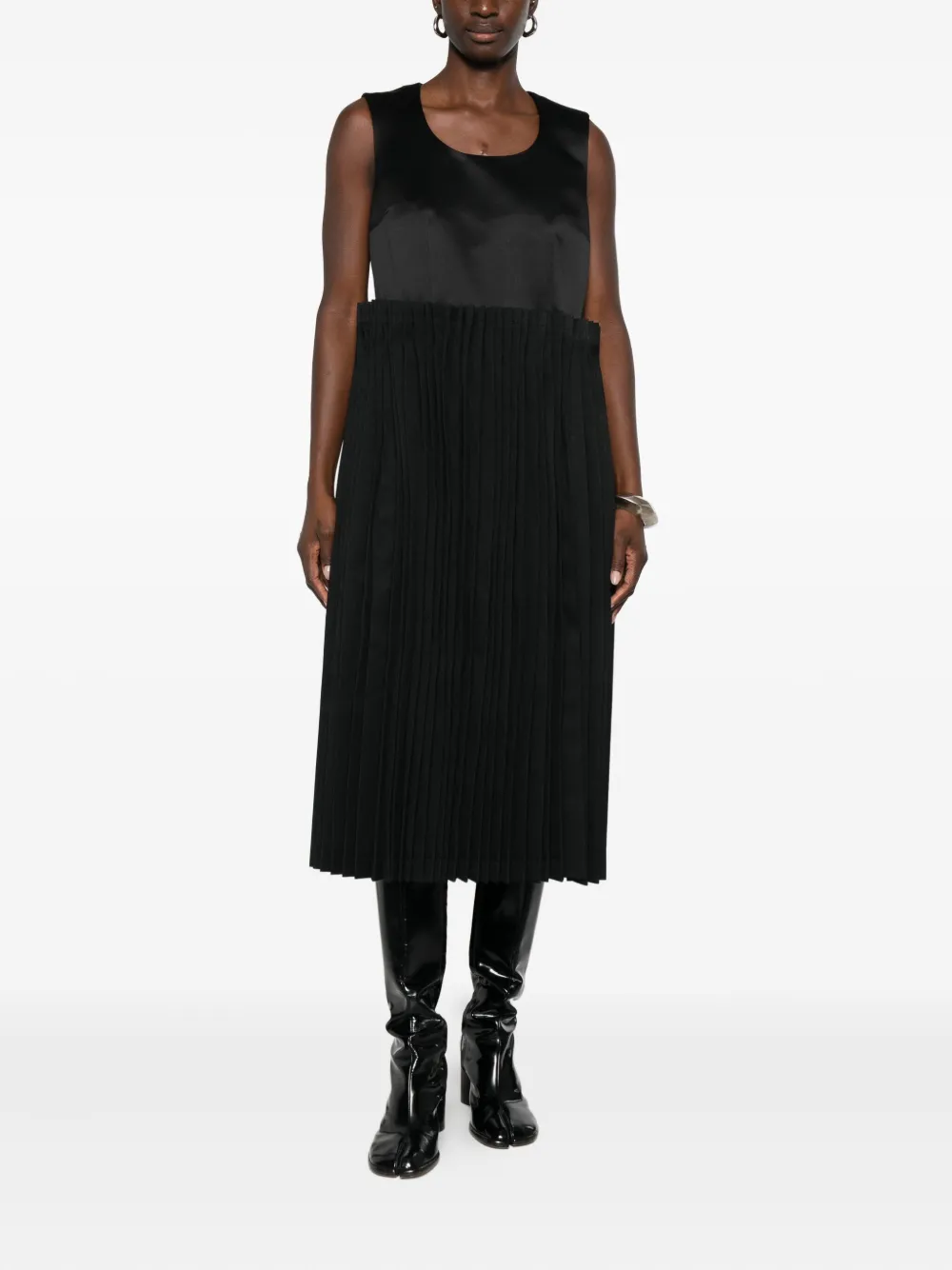 Comme Des Garçons pleated sleeveless dress - Zwart