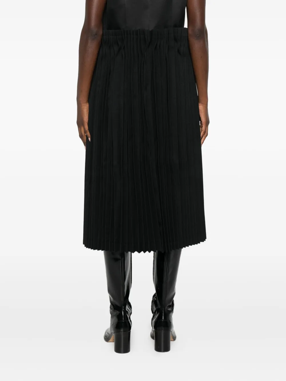 Comme Des Garçons Pleated Sleeveless Dress In Black