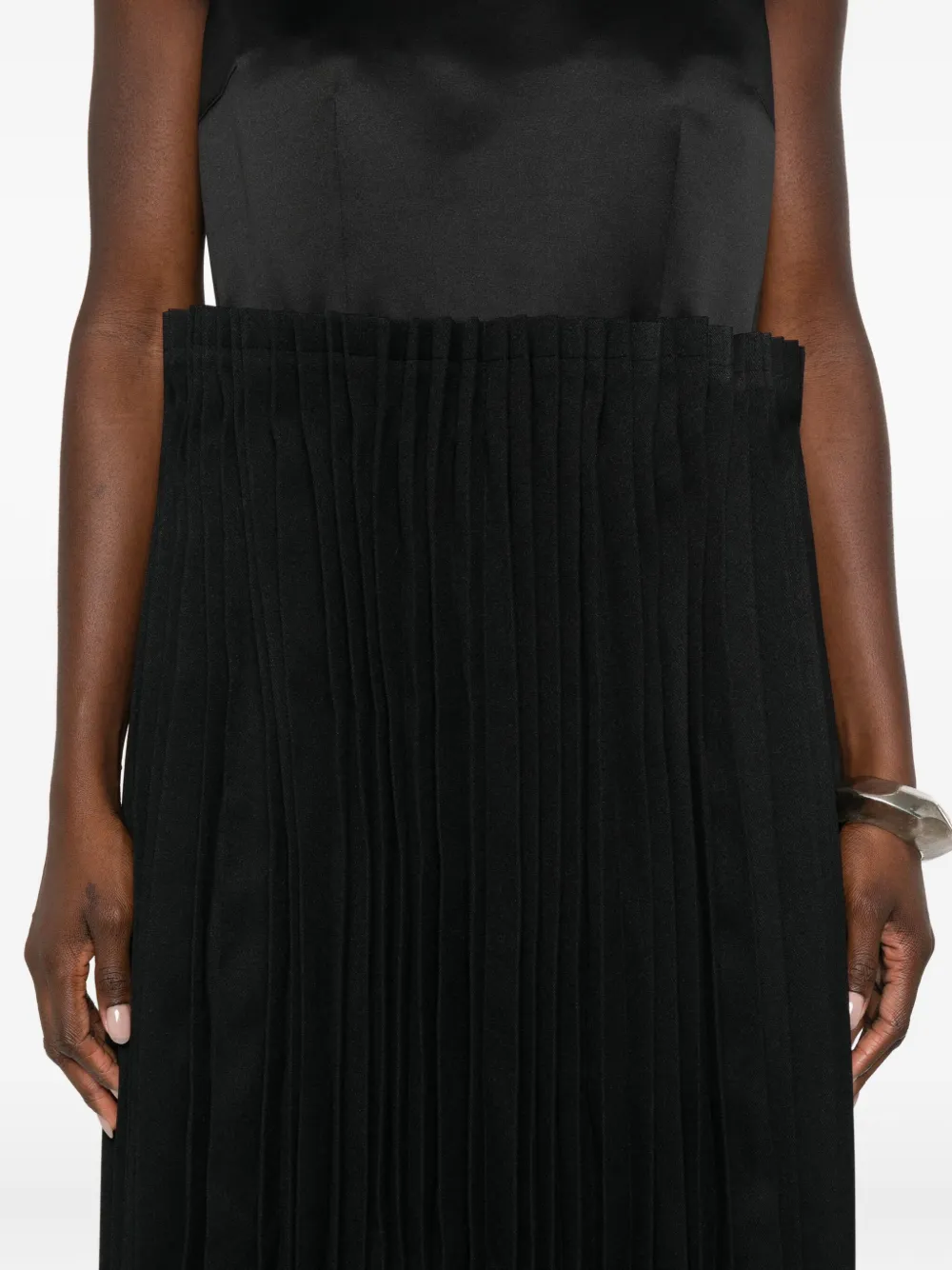 Comme Des Garçons Pleated Sleeveless Dress In Black