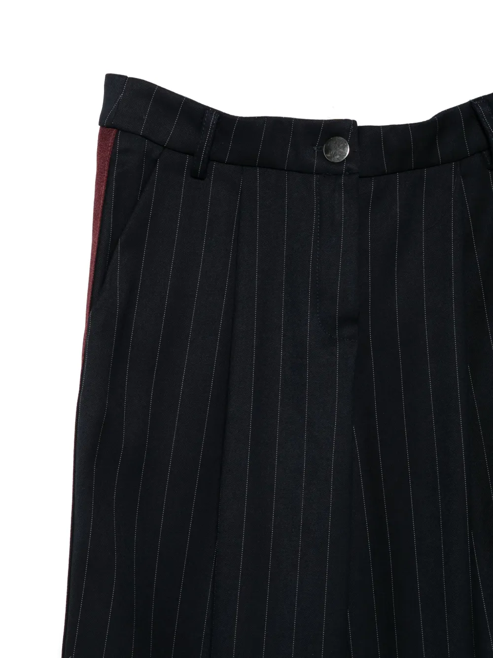 Miss Grant Pinstripe Side-stripe Trousers In Black