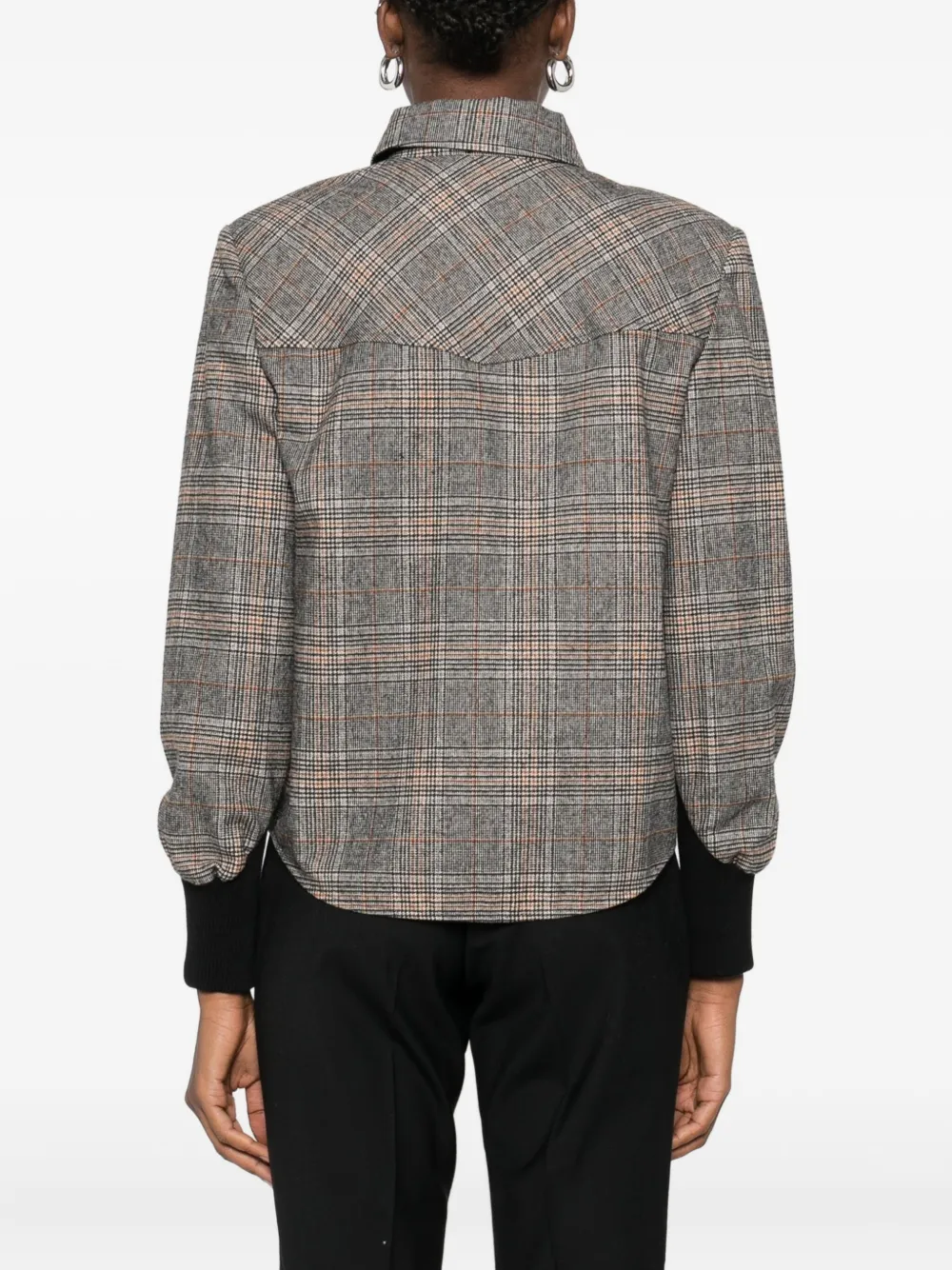 Pinko Cropped Plaid Shirt With Contrasting Cuffs In Multi