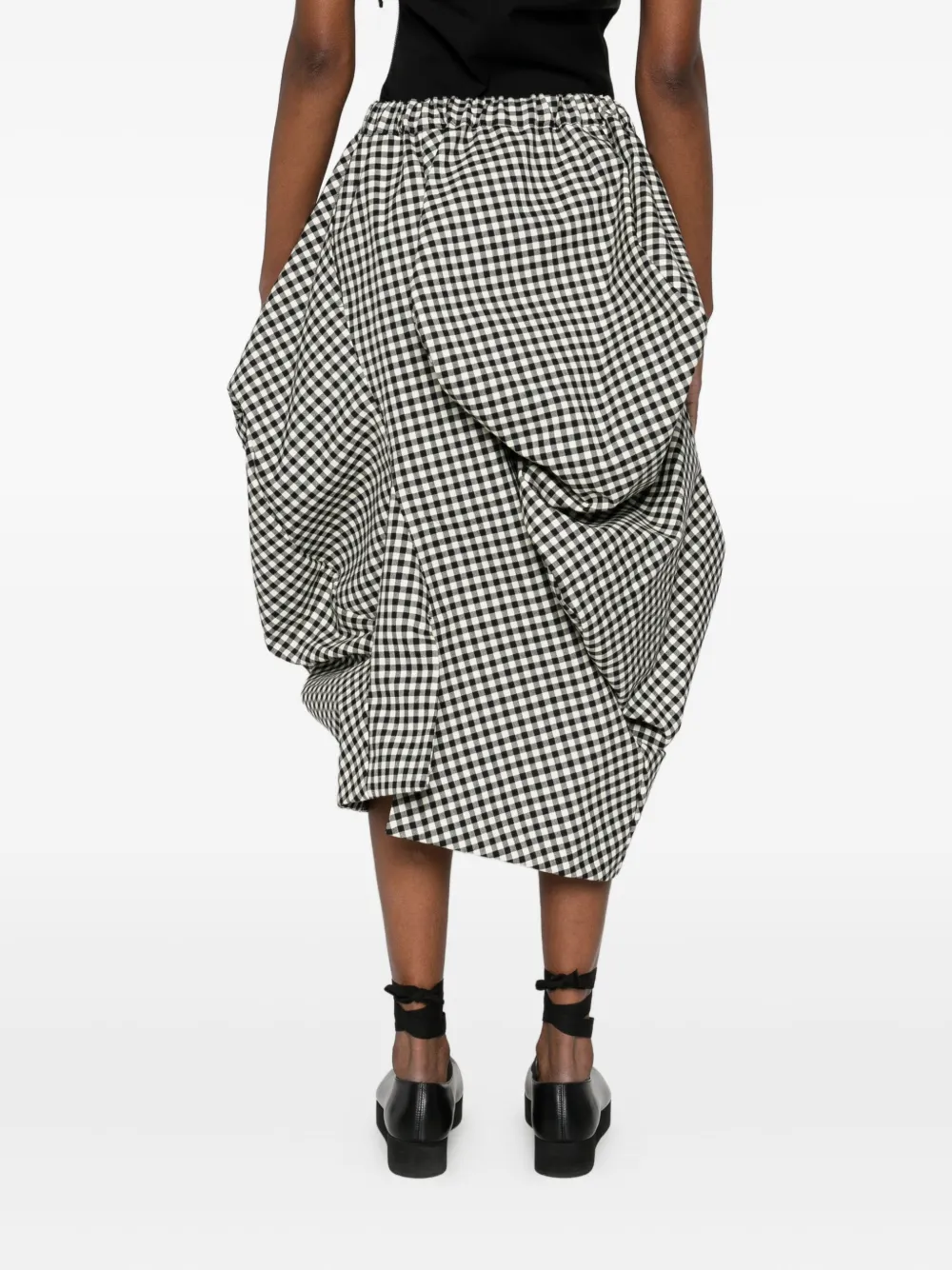 Comme Des Garçons Geraffter Rock Mit Vichy-karomuster In Black