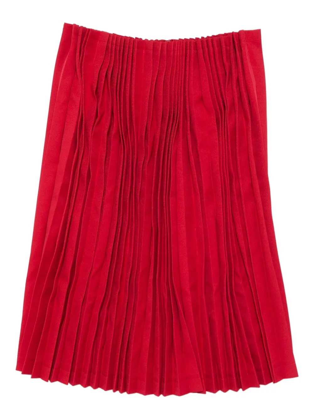 Comme Des Garçons Pleated Midi Skirt In Red