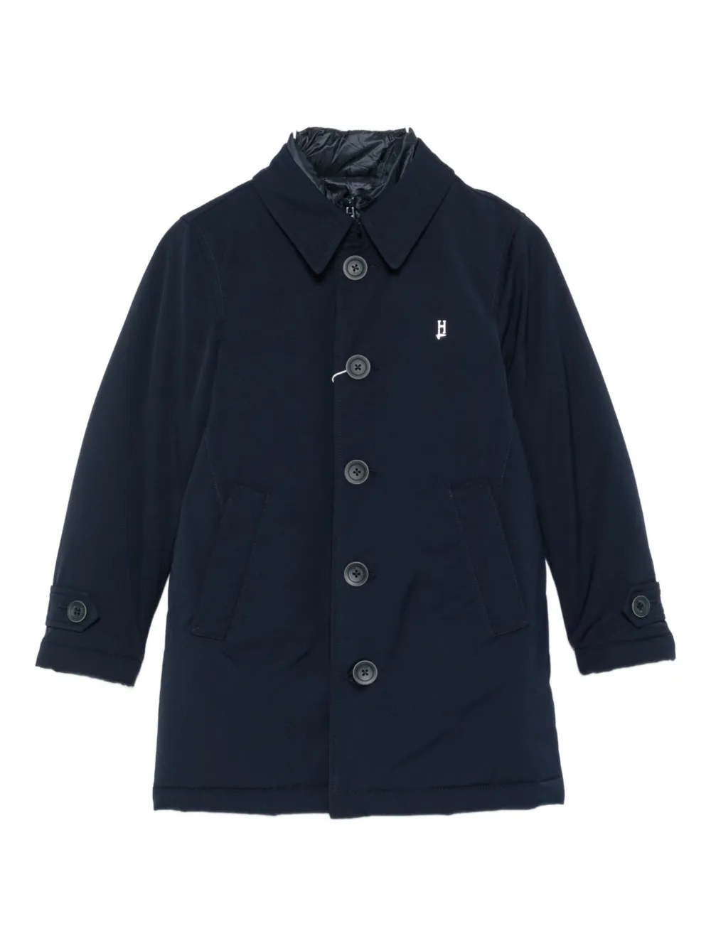 Herno Buttoned Padded Coat In Blue